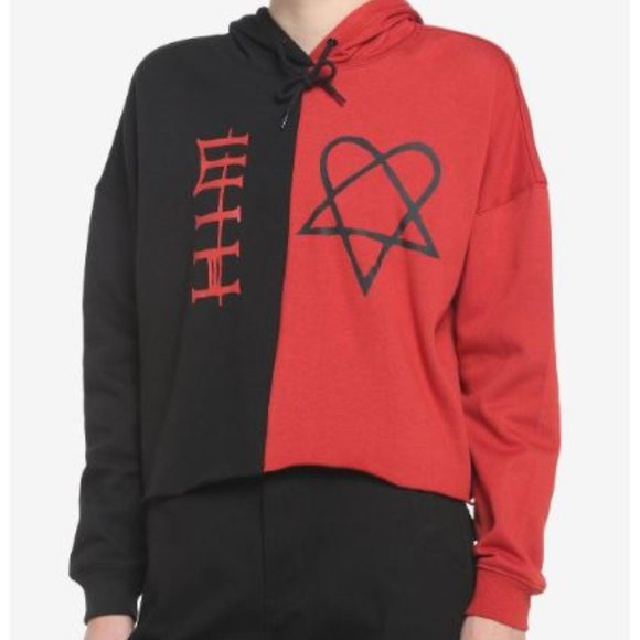 HOT TOPIC Tops - HIM Heartagram Split Crop Hoodie